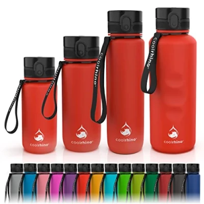 Abbildung von coolrhino Trinkflasche 1500ml für Sport, Outdoor, Schule, Fitness &amp; Kinder Wasserflasche auslaufsicher und Bpa frei Flasche Kohlensäure geeignet (Rhino red, 1500ml)