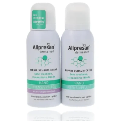 Abbildung von Allpresan Derma med Repair Schaum Creme HAND INTENSIVPFLEGE SET aus 1x 100 ml ohne Duft und mit beruhigendem Zur Pflege sehr trockener strapazierter Hände