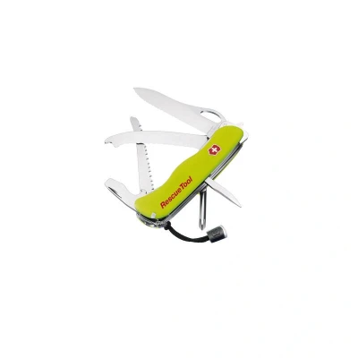 Abbildung von Victorinox Schweizer Taschenmesser Rescue Tool MW, Rettungsmesser Feuerwehr, 13 Funktionen, Klinge Wellenschliff, Einhand Feststellklinge