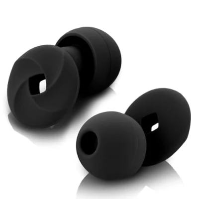 Abbildung von Ohrstöpsel zum Schlafen Weicher, wiederverwendbarer Silikon Gehörschutz, SNR 33 dB Geräuschreduzierung. Mit Tragebox und Aufsätzen in Größen XS/S/M/L. (black, Einheitsgröße)