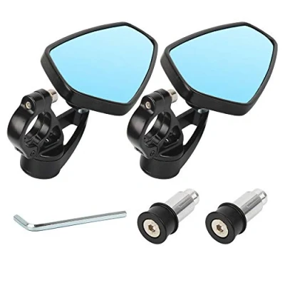 Abbildung von GES motorrad modifizierte rückspiegel universal 22mm reversing cnc oval aluminium rückspiegel(Blau Spiegel)