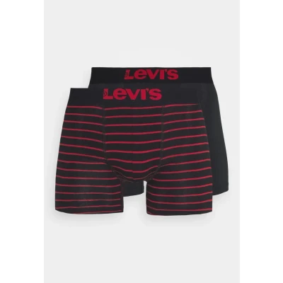 Abbildung von Levi&#039;s Vintage Stripe Boxer 2 PACK Panties, Herren, Größe: Small, Red/black