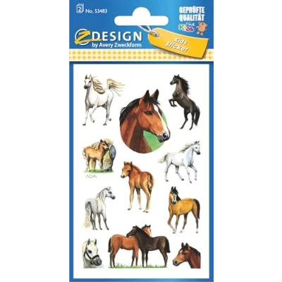 Abbildung von AVERY Zweckform 53483 glitzer Papier Sticker Pferde 22 Aufkleber (für Mädchen, Mitgebsel, Gastgeschenk, Kindergeburtstag, Schatzsuche, Belohnung, zum Spielen, Sammeln, Basteln, Verschenken)