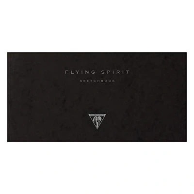 Abbildung von Clairefontaine 930025C Notizbuch geheftet Flying Spirit blanko elfenbein (21x10,5 cm, 50 Blatt, Motiv sortiert) 1 Stück Schwarz