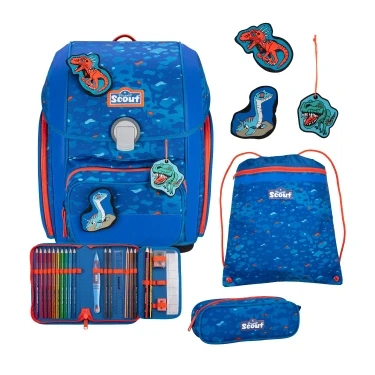 Abbildung von Scout Set 4 Teilig Schulranzen für Kinder, Größe: One Size, Blue dino