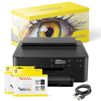 Abbildung von YouPrint Bundle TS705a Drucker (OHNE Kopier und Scanfunktion) mit 20 kompatiblen Druckerpatronen passend für Canon 580 581 XXL