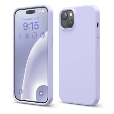 Abbildung von elago Schutzhülle aus Flüssigsilikon, kompatibel mit iPhone 15 Plus, Premium Qualität, Rundumschutz [stoßfeste Struktur 4 Schichten], weiches Mikrofaserfutter, Kratzfest, Violett