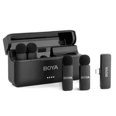 Abbildung von Boya BY V4U Kabelloses Lavalier Mikrofon für iPhone 15 Android Typ C Telefon Smartphone Clip On Wireless Lapel Mic Videoaufnahmen Podcast Interview Streaming Vlog YouTube