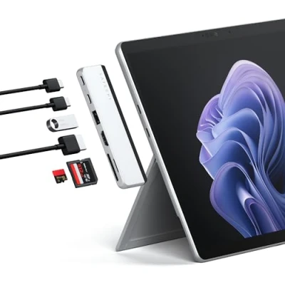 Abbildung von SATECHI Dual USB C Hub für Surface Pro 9, Microsoft 9 Docking Station mit 3.2 A, 4k/60Hz HDMI, USB4 Pass Through, C, UHS I SD/TF Karte