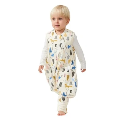 Abbildung von Duomiaomiao Baby Schlafsack mit füßen, Winter füßen,100% Baumwolle Baby, Jungen 2.5 tog Schlafsack, Cartoon Panda,Atmungsaktiv (90 100)