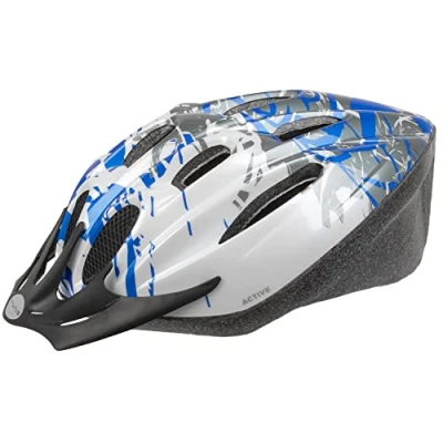 Abbildung von M Wave Kinder Spots Fahrradhelm, White/Blue/Silver, M, 54 58 cm