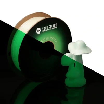 Abbildung von SainSmart Grow in The Dark grünes PETG Filament, 1,75 mm PRO 3 3D Druckerfilament, leuchtendes Grün, 1 kg Spule, Maßgenauigkeit +/ 0,02