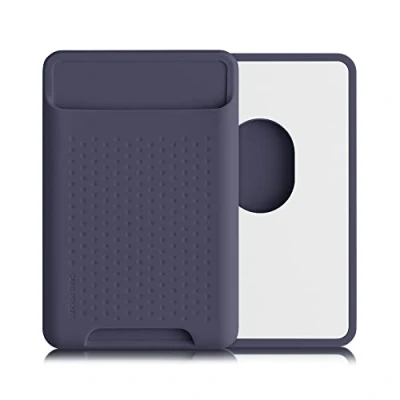 Abbildung von kwmobile Kartenhalter kompatibel mit Apple iPhone 16/15 / 14/13 12 Serie Kartenfach Halter magnetisch Handy Kartenetui MagSafe Dunkelblau