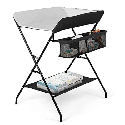 Abbildung von Wickeltisch, Wickeltisch und Badewanne, 2 in 1, für Babys ab der Geburt bis 12 Monate (bis zu 25 kg), faltbar tragbar, (grau)
