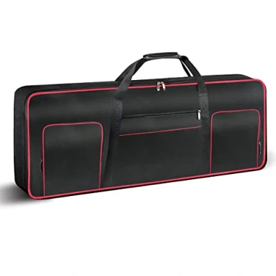 Abbildung von Ruibo Keyboardtasche 61 Tasten,Gigbag 600D Oxford Tuch mit 10 mm Baumwoll Gepolstert,Tragbar Langlebig Wasserdicht,101,6 x 40,6 15,2 cm,Schwarz+Rot