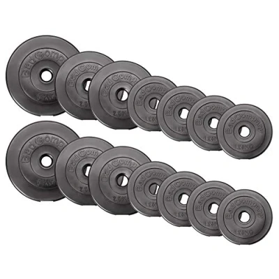 Abbildung von Bad Company Hantelscheiben 30/31 mm Kunststoff 30kg I Gewicht Set 8 x 1,25 kg + 4 2,5 2 5 Gewichte für Langhantel und Kurzhantel