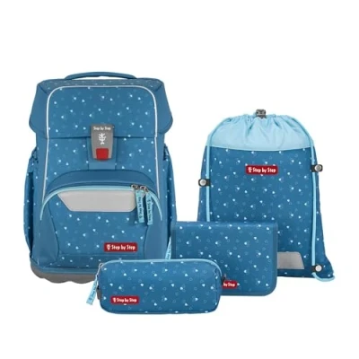 Abbildung von Step by Set 4 Schulranzen für Kinder, Größe: One Size, Blue hearts