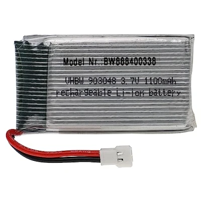 Abbildung von vhbw Akku kompatibel mit XH2.54 Stecker für Modellbau z.B. Racing Car, Helikopter, Flugzeug (1100mAh, 3,7V, Li Polymer, 53 x 30 10 mm)