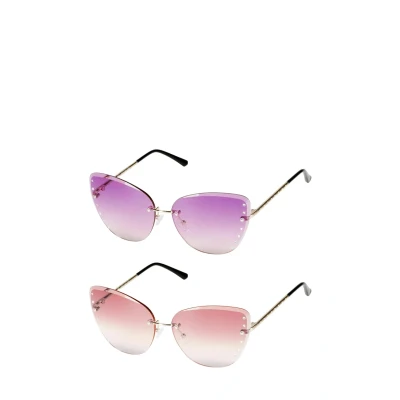 Abbildung von UrbanSky Sonnenbrille Sofia (2er Pack, Sonnenbrillen Set mit Einstecketuis) 2er Pack Verlaufstönung randlos Dekorsteine
