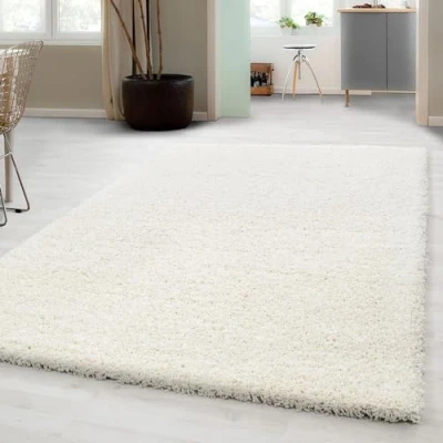 Abbildung von Carpetsale24 Shaggy Hochflor Teppich Wohnzimmer 160 x 230 cm Creme Modern Flauschiger Extra Weich, Pflegeleicht und Einfarbig Ideal als für Schlafzimmer, Esszimmer Küche