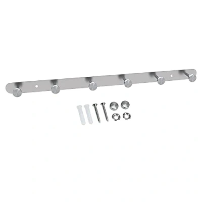 Abbildung von INTIRILIFE Edelstahl Garderobenleiste Modell A 6 Haken 46 x 2.55 cm Kleiderhaken Garderobe Hakenleiste in 5 verschiedenen Designs