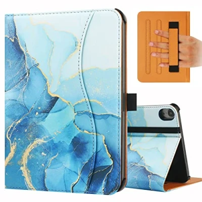 Abbildung von FANRTE iPad Mini 6. Generation Hülle 8,3 Zoll 2021, Premium PU Leder Folio Stand Smart Schutzhülle, Multi Betrachtungswinkel und Auto Wake &amp; Sleep Funktion für (Blauer Marmor)