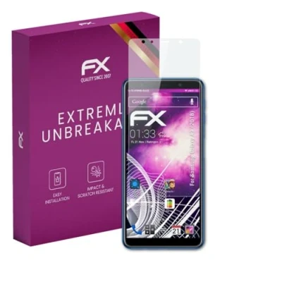 Abbildung von atFoliX Glasfolie kompatibel mit Samsung Galaxy A7 (2018) Panzerfolie, 9H Hybrid Glass FX Schutzpanzer Folie
