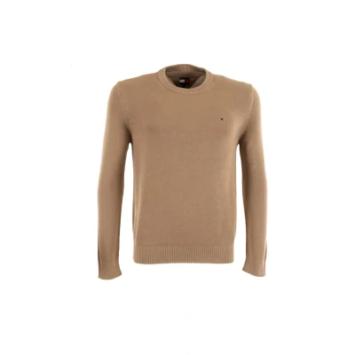 Abbildung von Tommy Jeans Herren Pullover Sweater Slim Fit, Beige (Coastal Taupe), L