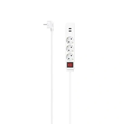 Abbildung von Hama Steckdosenleiste 5 fach (Ein / Ausschalter, USB Anschlüsse, Schutzkontaktkupplung, Schutzkontaktstecker, Kabellänge 1,4 m), 2 x A