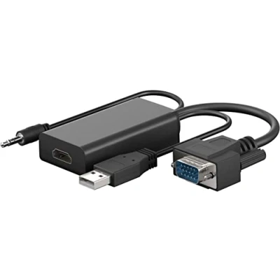 Abbildung von goobay 61259 VGA auf HDMI Adapter für Full HD 1080p @ 60Hz / to Adapterkabel konvertiert &amp; Audio in Signale/Monitorkabel Schwarz