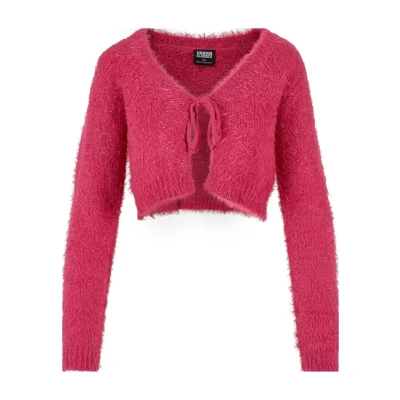 Abbildung von Urban Classics TIED Cropped Strickjacke, Damen, Größe: XXL, Hibiskuspink