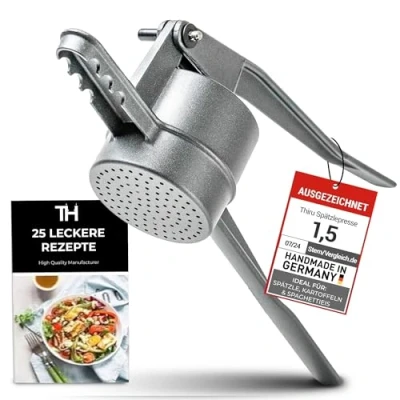 Abbildung von Thiru Spätzlepresse Kartoffelpresse mit Auflagerasten Spätzle, Kartoffeln, Saft, Knöpfle, Made in Germany