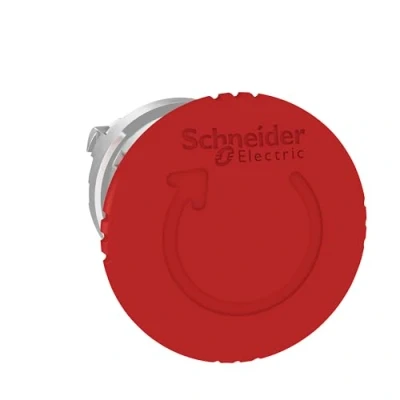 Abbildung von Schneider Electric ZB4BS844 Not Aus/Not Halt Schalter, Frontelement, Harmony XB4, Metall, 22mm, rot, Pilz 40mm, Drehentriegelung