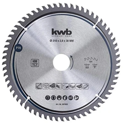Abbildung von kwb Kreissägeblatt 210 x 30 mm, sehr feiner Schnitt, Sägeblatt geeignet für Arbeitsplatten, Holz und beschichtete Platten