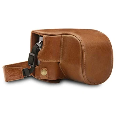 Abbildung von MegaGear MG1566 Panasonic Lumix DC LX100 II Ever Ready Echtleder Kamera Case mit Trageriemen Braun