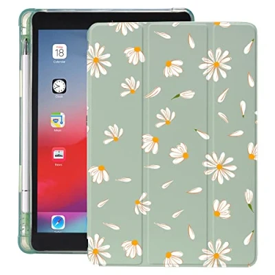 Abbildung von Cecey jdz Hülle Für Ipad 9. Generation 2021/8. 2020/7. 2019 10.2 Zoll Slim Smart Trifold Stand Cover Mit Stifthalter Auto Sleep/Wake(Abstraktes Cartoon Gänseblüm