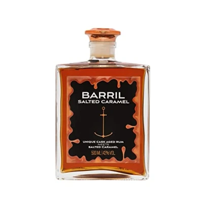 Abbildung von Barril Rum Salted Caramel Cask Aged 500 ml Süß salzige Aromen von Sahnekaramell und Premium Meersalz In Bourbon Eichenfässern gereift 42% Vol.
