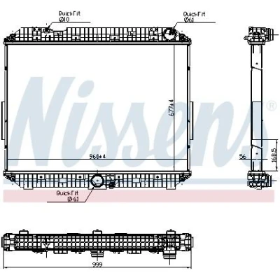 Abbildung von NISSENS 6270030 Kühler, Motorkühlung Aluminium 677 960 56 ohne Rahmen Kühlrippen gelötet