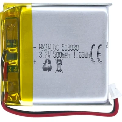 Abbildung von DC 3.7V 500mAh 503030 wiederaufladbare Lithium Polymer Batterie passend für DIY 3.7 5V elektronische Produkte mit eingebautem 2 Draht Batterieaustausch und LED Leuchten