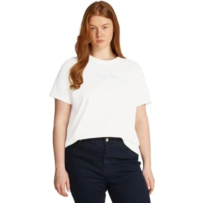 Abbildung von Tommy Hilfiger Curve Script TEE Tshirt print, Damen, Größe: 46, Ecru
