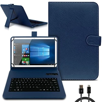 Abbildung von NAmobile Tastatur Hülle QWERTZ Bluetooth kompatibel mit Xiaomi Redmi Pad SE Schutzhülle Cover Tablet Tasche Case Keyboard kabellos Ultra deutsches Layout, Farben:Blau