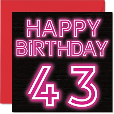 Abbildung von Stuff4 Lustige Geburtstagskarte zum 43. Geburtstag für Männer Frauen neonleuchtend Vater Mutter Bruder Schwester Großvater Oma Onkel Tante 145 mm Grußkarten