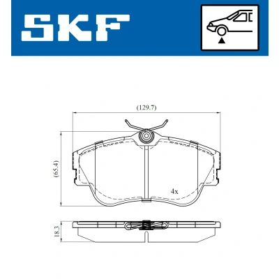 Abbildung von SKF VKBP 80321 Bremsbelagsatz nicht für Verschleißwarnanzeiger vorbereitet VOLKSWAGEN: Transporter 4 Bus, Kastenwagen