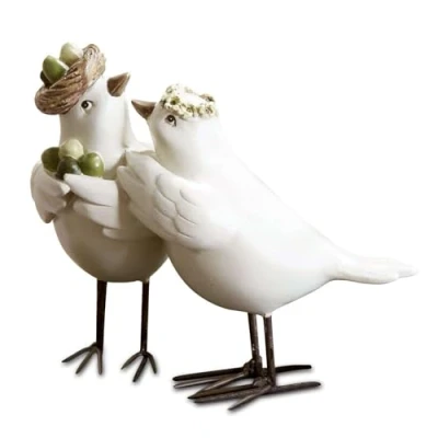 Abbildung von Loberon Vogelpaar Orne, von Hand Bemalt, Bezauberndes Oster Design, Detailreich Gestaltet, Osterfiguren, Ostern, Osterdekoration, Polyresin, weiß