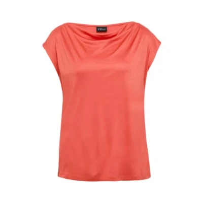 Abbildung von s.Oliver Black Label AUS GLÄNZENDER MIT Wasserfallausschnitt Tshirt basic, Damen, Größe: 40, Korallrot