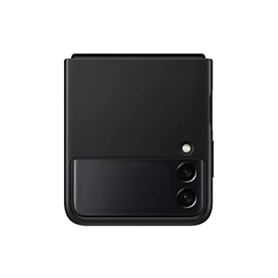 Abbildung von Samsung Galaxy Z Flip 3 Hülle Echtleder Backcover/Hard Case Handyhülle Schwarz