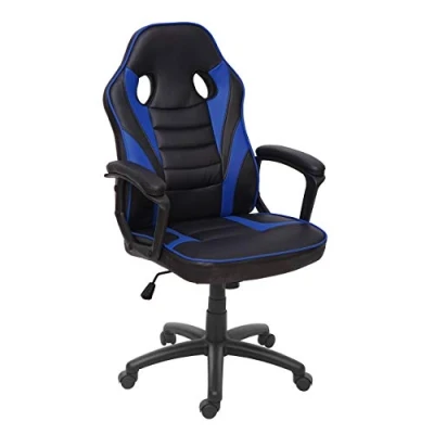 Abbildung von Mendler Bürostuhl HWC F59, Schreibtischstuhl Drehstuhl Racing Chair Gaming Chair, Kunstleder schwarz/blau