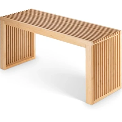 Abbildung von BAM BOO BOX Sitzbank aus Bambus Holzbank für Esszimmer, Schlafzimmer oder Küche 90 x 33 43 cm Bank ohne Lehne