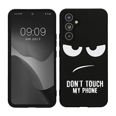 Abbildung von kwmobile Hülle kompatibel mit Samsung Galaxy A54 5G Handyhülle Silikon Case Don&#039;t Touch My Phone Weiß Schwarz