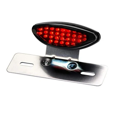 Abbildung von Germany Motorsports LED Motorrad Rücklicht Classic mit Kennzeichenträger und Kennzeichenbeleuchtung Schwarz Rotes Glas Quad ATV Roller Scooter